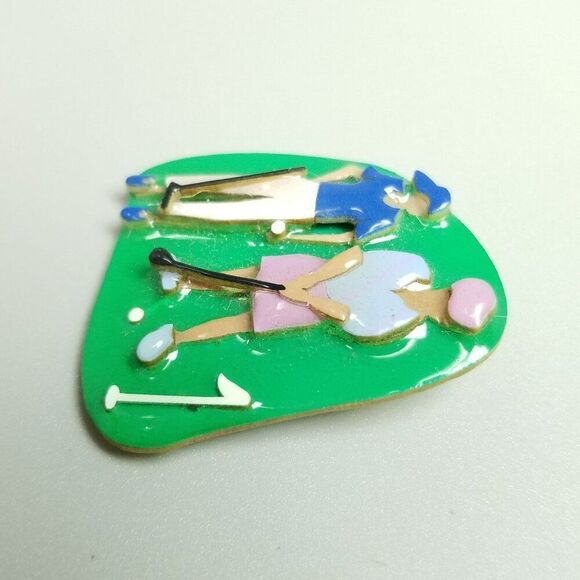 Vintage Woman Pins by Lucinda Golf Them Brooch, Golfer Golfing Lapel Pin - Picture 4 of 7